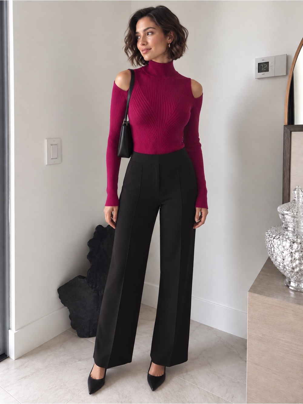 Madison Black Wide-Leg Pants